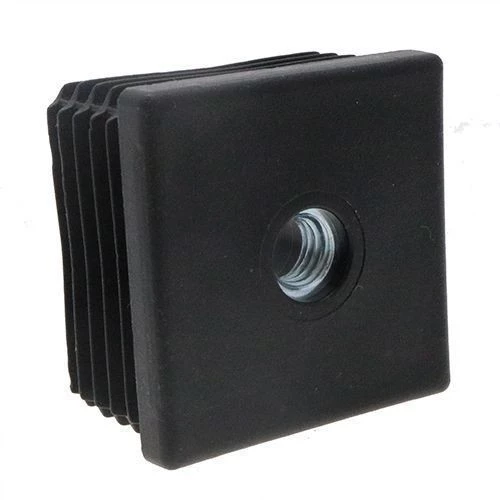 M12 x 40mm x 40mm - Square Threaded Tube Insert - Black - LDPE | Vital Parts